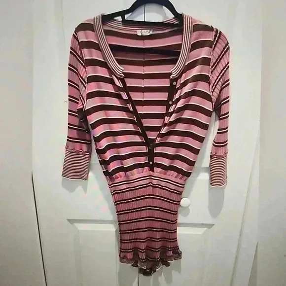 FREE PEOPLE SWEATER STRIPED ROMPER SIZE L - Picture 2 of 4